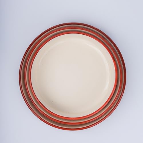 SEPARATE WAY Ceramic Bowls – Set of 3 Flat & Deep Serving Bowls (800ml, 600ml, 500ml) | Moroccan Red Multicolor Finish | Ideal for Pasta, Salad, Snacks & More | Multipurpose Serving Bowl Ceramic Set - Image 4
