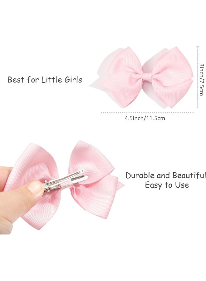 JOYOYO 40 Colors 4" Hair Bows Clips Girls Pigtail Bows Alligator Clips for Baby Girls Fine Hair Infants - Image 4