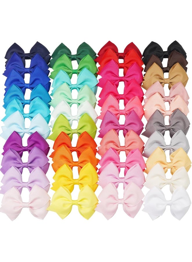 JOYOYO 40 Colors 4" Hair Bows Clips Girls Pigtail Bows Alligator Clips for Baby Girls Fine Hair Infants - Image 1