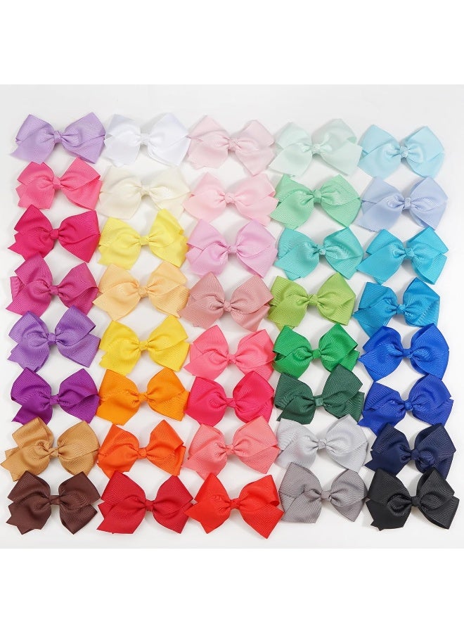 JOYOYO 40 Colors 4" Hair Bows Clips Girls Pigtail Bows Alligator Clips for Baby Girls Fine Hair Infants - Image 2