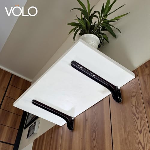 Volo Heavy Duty 9-Inch Foldable Shelf Bracket – Folding Table Bracket with Fittings for Steel Tables, (Color: Cherry) (1 Set) - Image 3