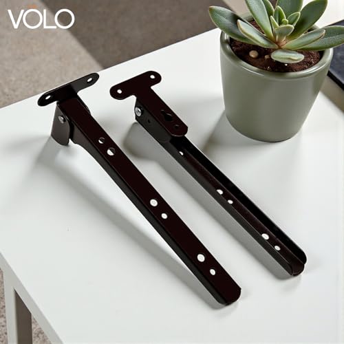 Volo Heavy Duty 9-Inch Foldable Shelf Bracket – Folding Table Bracket with Fittings for Steel Tables, (Color: Cherry) (1 Set) - Image 4