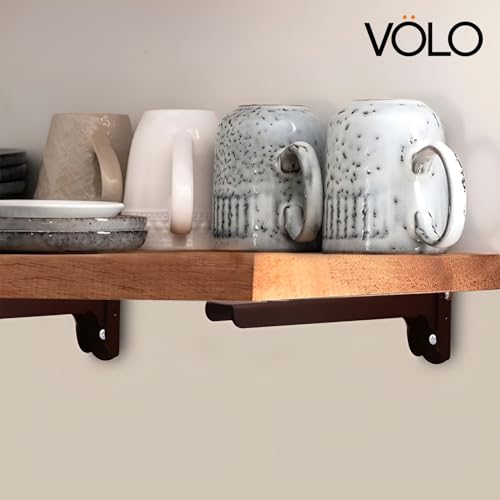 Volo Heavy Duty 9-Inch Foldable Shelf Bracket – Folding Table Bracket with Fittings for Steel Tables, (Color: Cherry) (1 Set) - Image 5