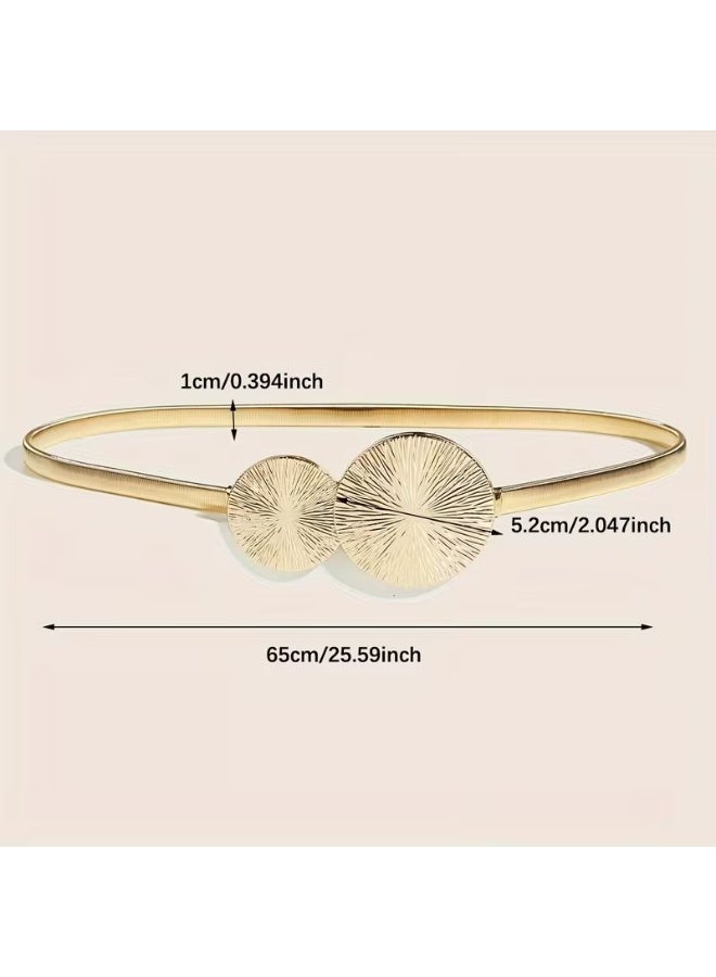 Goolsky Western Exaggerated Round Belt with Elastic Golden Decoration Skirt Paired with Dress Waist belt for Ladies - Image 4