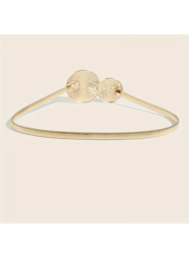 Goolsky Western Exaggerated Round Belt with Elastic Golden Decoration Skirt Paired with Dress Waist belt for Ladies - Image 2