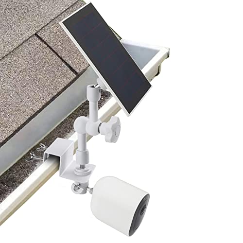 ALERTCAM 2-in-1 Weatherproof Gutter Mount for Arlo Solar Panel and Arlo Pro/Arlo Pro 2/Arlo Pro 3/Arlo Pro 4/Arlo Ulra Security Camera, Perfect Angle to Get Adequate Sunlight - White - Image 1