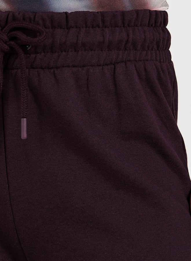Styli Solid Drawstring Waist Flared Joggers with Side Slit  - Image 3