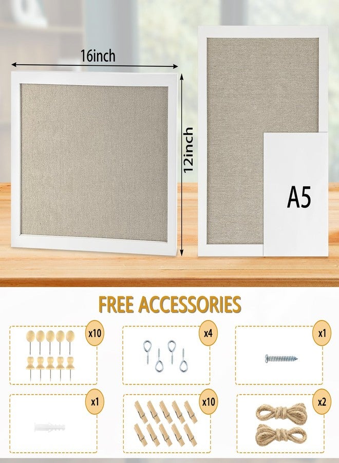 GDMINLO Cork Bulletin Board, with Linen 1-Pack Double-Sided, 16''X 12''Picture Display Vision Board Kit Corkboards for Wall School Office Decorative Hanging 10 Pushpins - Image 2
