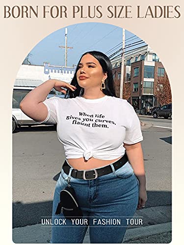 JASGOOD Women Leather Plus Size Belt Black Casual Waist Belt for Jeans Pants with Metal Pin Buckle(A-Black.Fit Waist Size 43''-47'') - Image 3