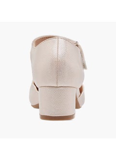 Flora Bella By Shoexpress Girls Embellished Block Heel Shoes with Hook and Loop Closure  - Image 5