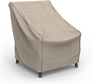 Budge P1A02PM1 English Garden Patio Chair Cover Heavy Duty and Waterproof, Extra Small, Tan Tweed - Image 1