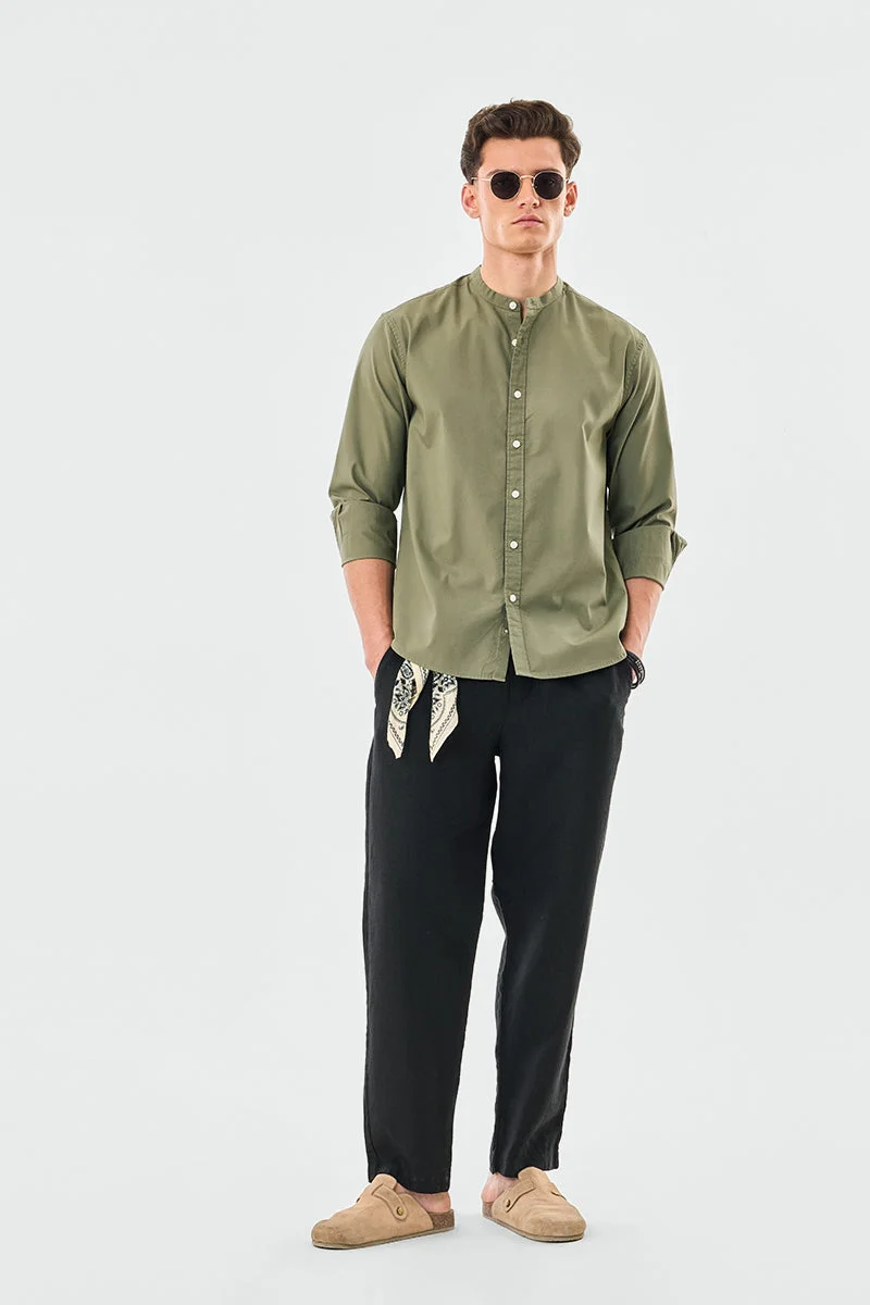 SNITCH Regular Fit Chinese Collar Oxford Shirt