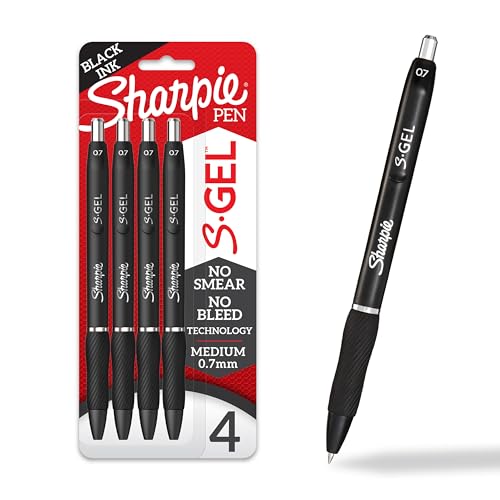 Sharpie S-Gel, Gel Pens, Medium Point (0.7mm), Black Ink Gel Pen, 4 Count - Image 1