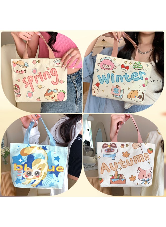 Canvas Bag Women's 2024 Hand Bag College Students Work Lunch Box Bag Mini Handbag A Generation Of Hair-Color:Blink Bear  - Image 2