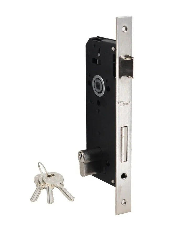 Cylindirical Mortise Door Lock 45mm silver
