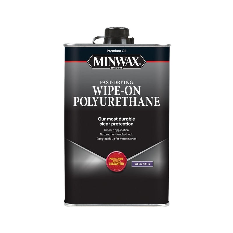 Minwax Fast-Drying Wipe-On Polyurethane | Durable Clear Wood Finish | Warm Satin | 946ml