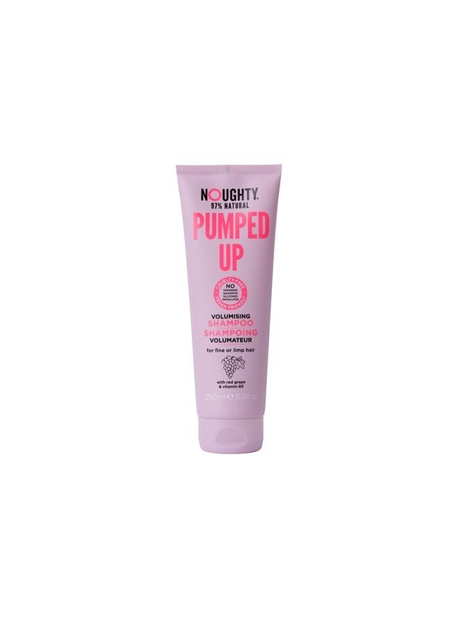 NOUGHTY 97% Natural Pumped Up Volumising Shampoo to Gently Cleanse and Volumise Fine or Limp Hair with Red Grape and Vitamin B5, Sulphate Free Vegan Haircare 250ml - Image 1