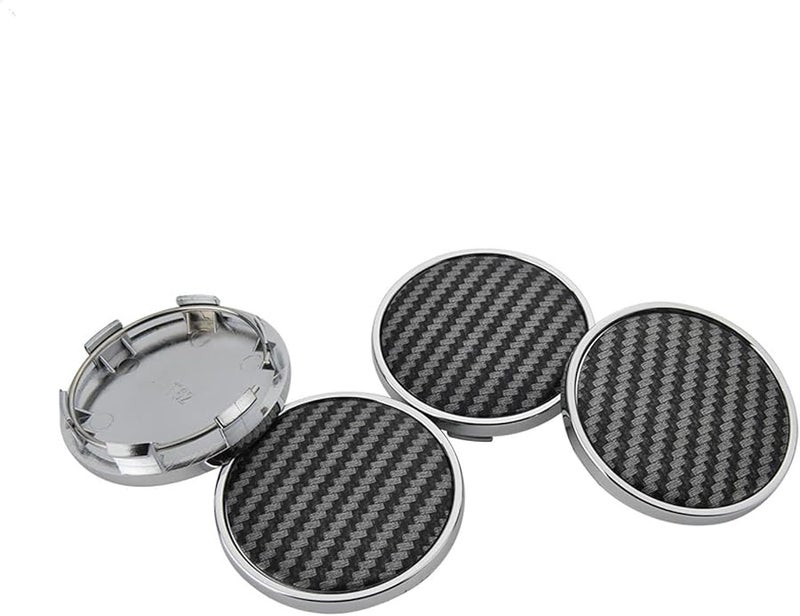 4 قطع 65 ملم كروم أسود كربون أغطية مركز عجلة لسبورات الجنوط - Image 1