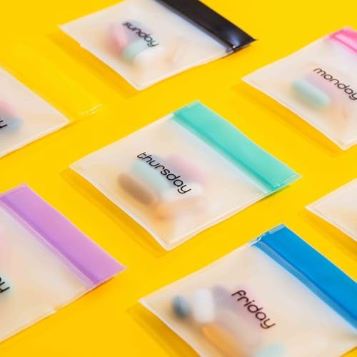 MUMI Pill Pouch Set, 7 Mini Zipper Pouches for Pills, Small Pill Bags, Reusable Pill Pouches for Medicine Travel, Pocket Pill Organizer, Purse Accessories, Vitamin Organizer - Image 2