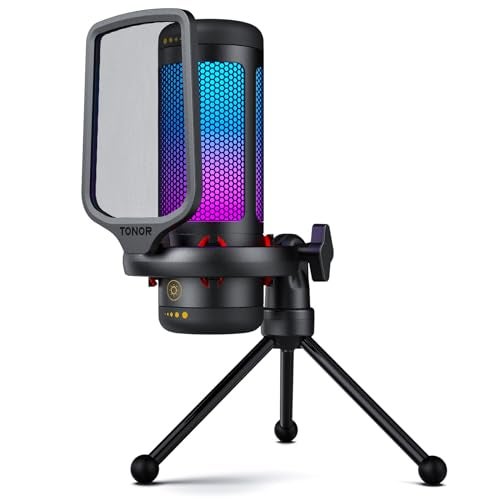 TONOR USB Gaming Microphone for PC, Cardioid Condenser Mic with Adjustable RGB Modes & Brightness, Quick Mute, Gain Control, for Streaming, Podcasting, Recording, PS4/5 Desktop Mic TC310 - Image 1