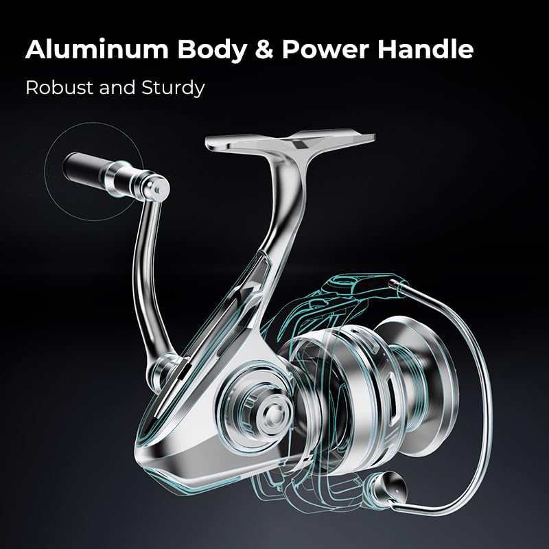 Piscifun NautiX Spinning Reel, Aluminum Spinning Fishing Reel, CNC Aluminum Gear, 26LBs Max Drag, 8+1 Sealed BB, 6.0:1 Gear Ratio, Smooth Powerful Freshwater Saltwater Reel, 4000 Series - Image 4