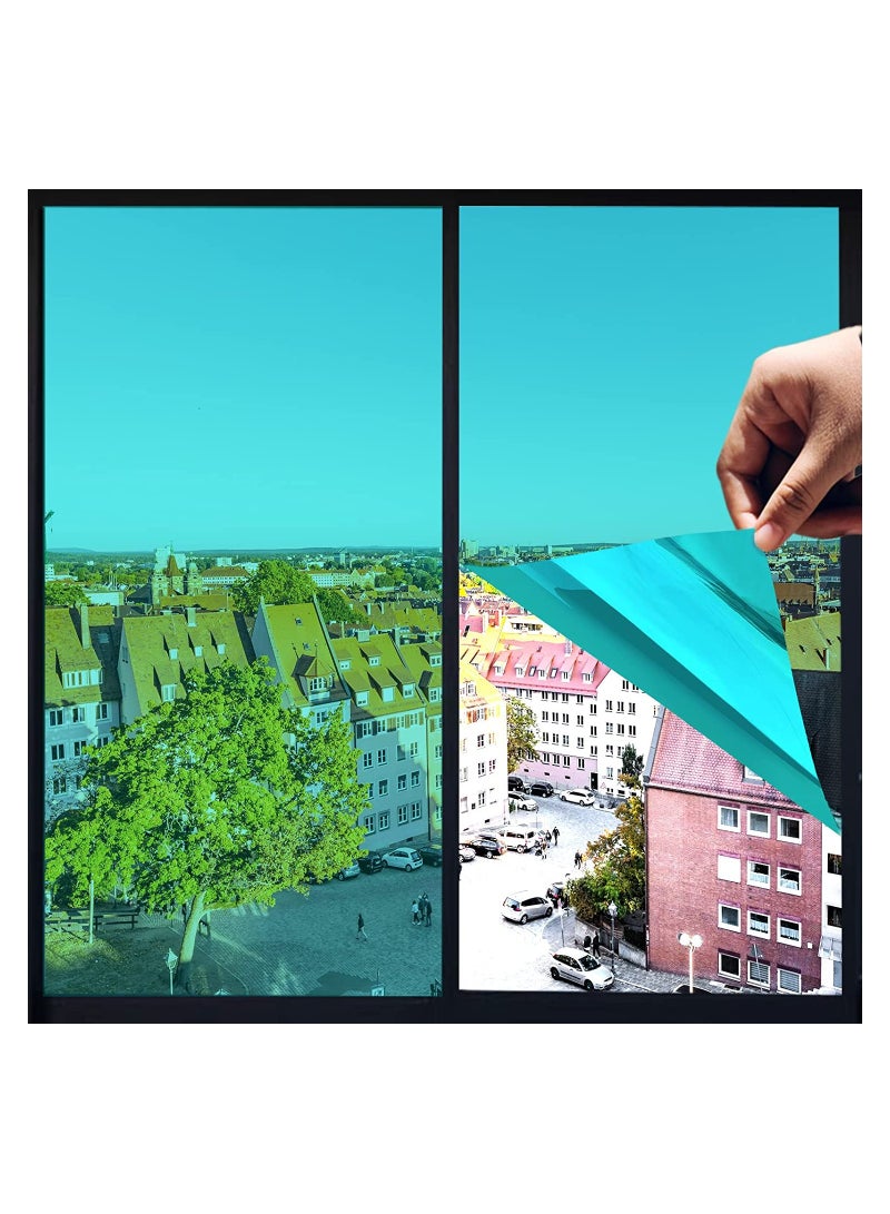 Barakah Heat Control Window Film Window Tint Sun Blocking Blackout and UV Protection one-Way Privacy Mirror Reflective Film Explosion-Proof Premium PET Material Comet Green 60 * 200cm - Image 1