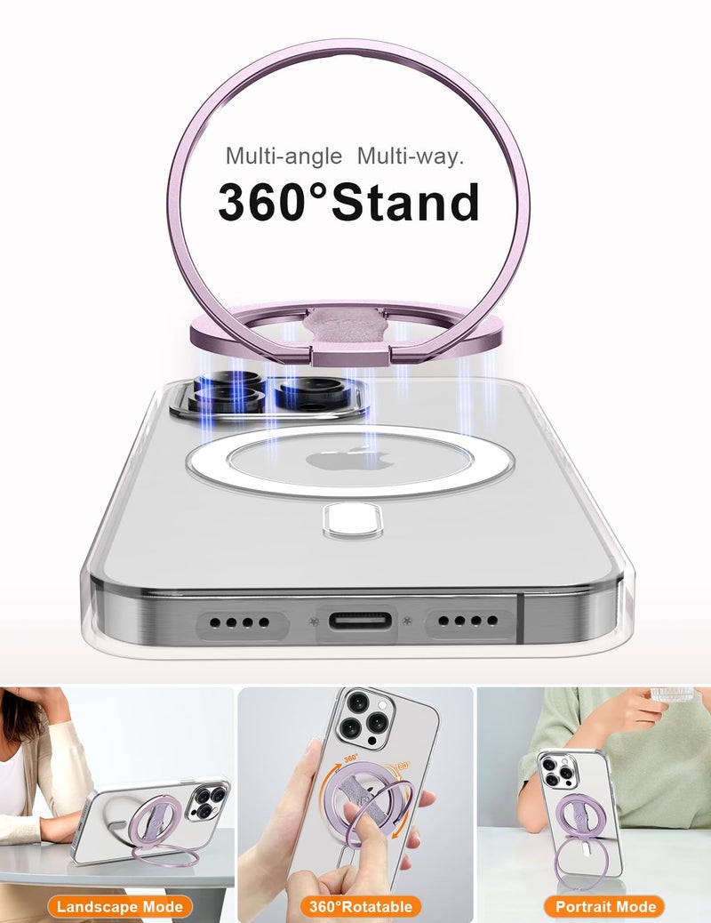 EWA MagOne 3rd Gen [Compatible with MagSafe] Phone Grip Stand with Finger Strap, Removable Magnetic Ring Holder Kickstand Loop for iPhone 16,15, 14, 13, 12 Series-(Purple) - Image 2
