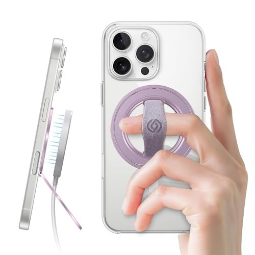 EWA MagOne 3rd Gen [Compatible with MagSafe] Phone Grip Stand with Finger Strap, Removable Magnetic Ring Holder Kickstand Loop for iPhone 16,15, 14, 13, 12 Series-(Purple) - Image 1