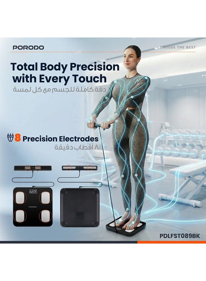 Porodo Lifestyle Precise Analysis Smart Scale - Black - Image 2