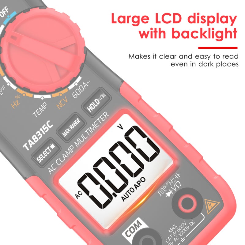 Digital Clamp Meter: 27 Mm Jaw 5999 Counts Backlit LCD - True RMS Multimeter With Flashlight NCV Detection for Professional Electricians Home Electrical Testing - Image 4