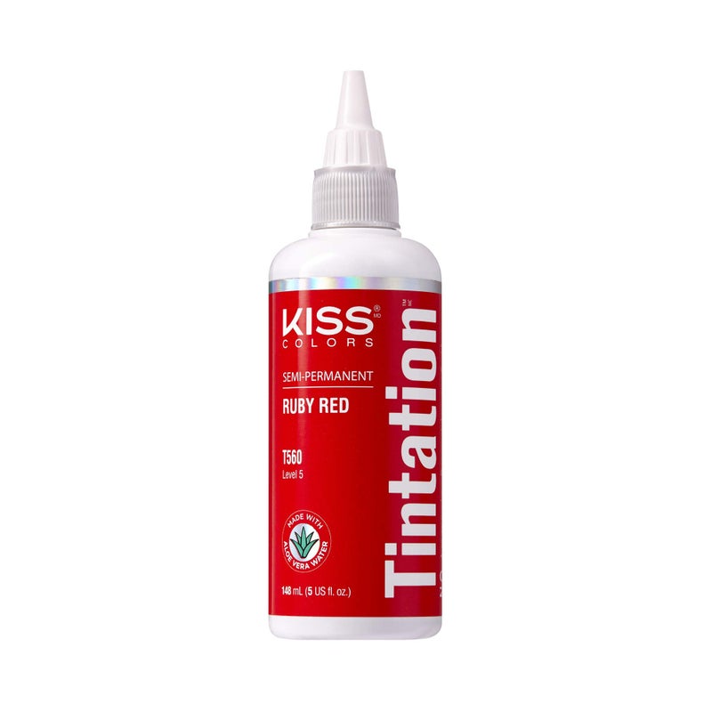 Red by Kiss Red by Kiss Tintation SemiPermanent Hair Color Aloe Vera Water Based Argan Oil Olive Oil Collagen  Keratin LongLasting Color Dye Ruby Red 5 Fl Oz