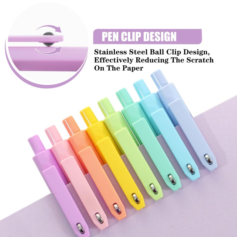 Piochoo Gel Pens, 8pcs Black Ink Pens 0.5mm Smooth Writing Pens,Cute Color Pens for Journaling Desk Accessories Office School Supplies Gifts for Women Nurses - Image 2