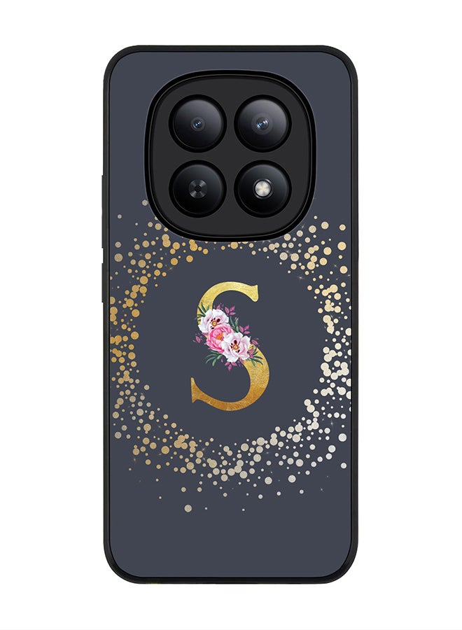 For Xiaomi Redmi Note 15 5G / Poco M8 Case,Slim fit Camera Protection, Shockproof Thin Phone cover  - Custom Monogram Floral - S  (Grey )