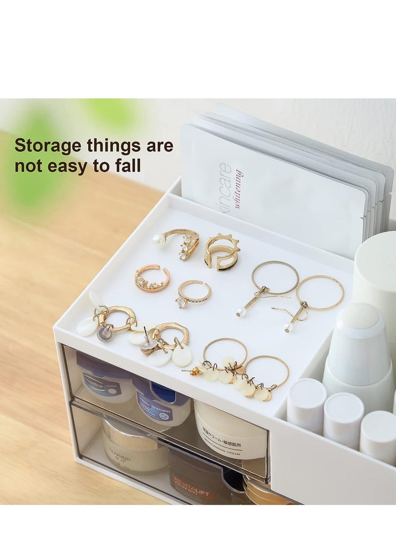 KASTWAVE Desk Organizer, with 2 Drawer and 4 Compartments, Makeup Stationery Vanity Organizer, Desktop Accessories, Desk Decor Aesthetic Multifunctional for Office, School, Home, 1 Pcs, White - Image 5