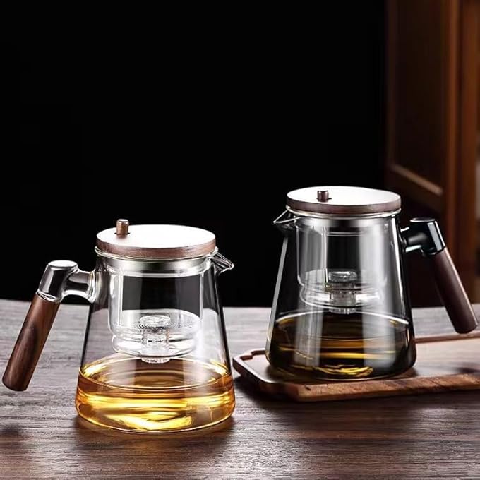 دايونغ إبريق شاي زجاجي سعة 900 مل، مناسب للموقد، مع مقبض وغطاء خشبي، إبريق شاي شفاف مع مصفاة قابلة للإزالة، فلتر مقاوم للحرارة، غلاية زجاجية للمنزل والشركة وغرفة الشاي - Image 5