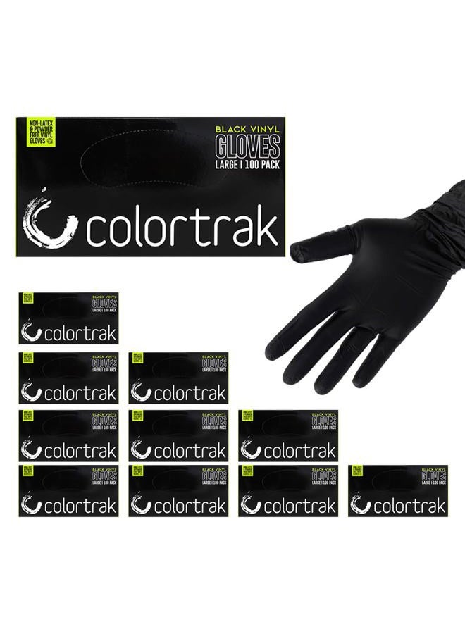 Colortrak قفازات فينيل سوداء، قابلة للاستخدام مرة واحدة خالية من اللاتكس وخالية من البودرة - 10 صناديق (1000 قفاز) للاستخدام الفردي في معالجة المواد الكيميائية - Image 1