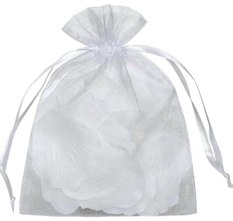 YunKo 50pcs Organza Bags 6x9 Inches Drawstring Gift Jewelry Mesh Bags Fruit Protection Bag White Sheer Organza Wedding Party Favor Bag