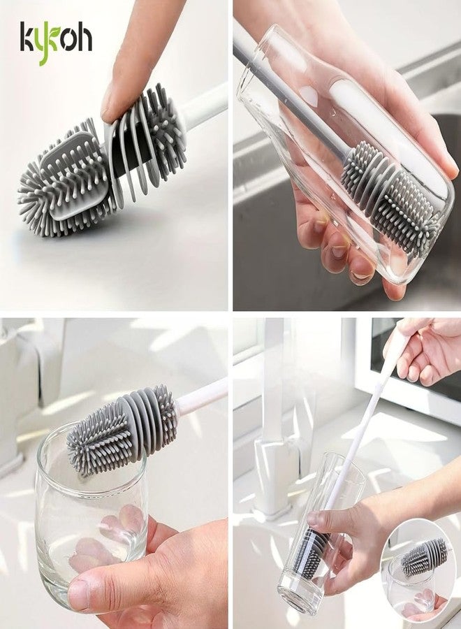 KYKOH Combo Pack of Bottle Brushes, Bottle Cleaning Brush, Cleaner for Hydro Flask, Glassware, Vacuum Sports Bottle Vases, Water Bottle Cleaner Brushes (Combo Pack of 2) (Color May Vary) - Image 4