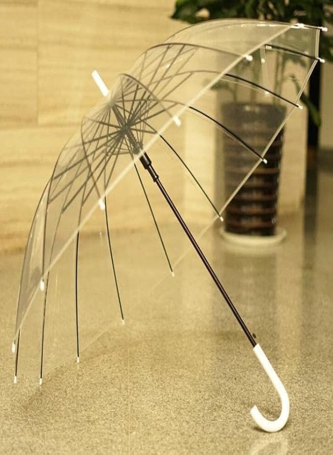 Akshify White Transparent Umbrella - Durable Windproof Clear Umbrella for Rain, Wedding Decoration & Outdoor Use | Dome-Shaped, Stylish & Lightweight Rain Protection - Image 5