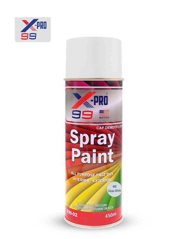 Xpro X-PRO combo - Buy 2pc X-PRO 99 Gloss White Spray Paint 450ml All-Purpose Fast Drying for Interior & Exterior Use Automotive Touch-Up Home Decor Industrial Use, X99-02 - Image 2