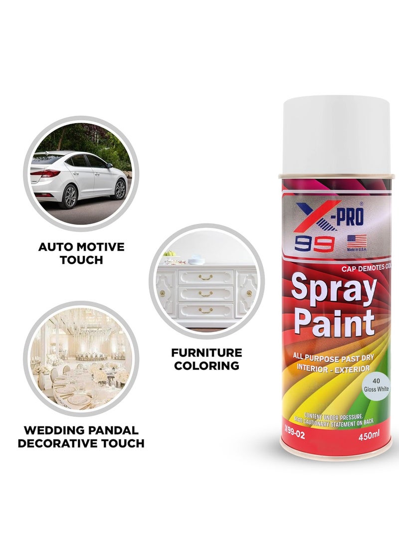 Xpro X-PRO combo - Buy 2pc X-PRO 99 Gloss White Spray Paint 450ml All-Purpose Fast Drying for Interior & Exterior Use Automotive Touch-Up Home Decor Industrial Use, X99-02 - Image 3