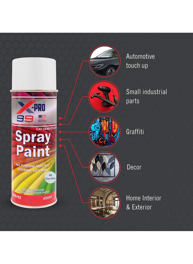 Xpro X-PRO combo - Buy 2pc X-PRO 99 Gloss White Spray Paint 450ml All-Purpose Fast Drying for Interior & Exterior Use Automotive Touch-Up Home Decor Industrial Use, X99-02 - Image 5