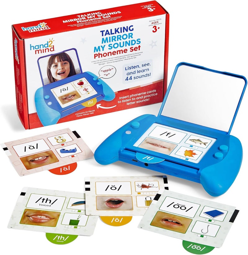 hand2mind Talking Mirror My Sounds Phoneme Set Phonemic Awareness Speech Therapy Materials Phonics Manipulatives Toddler Talking Flash Cards Letter Sounds Preschool Learning Activities - Image 1
