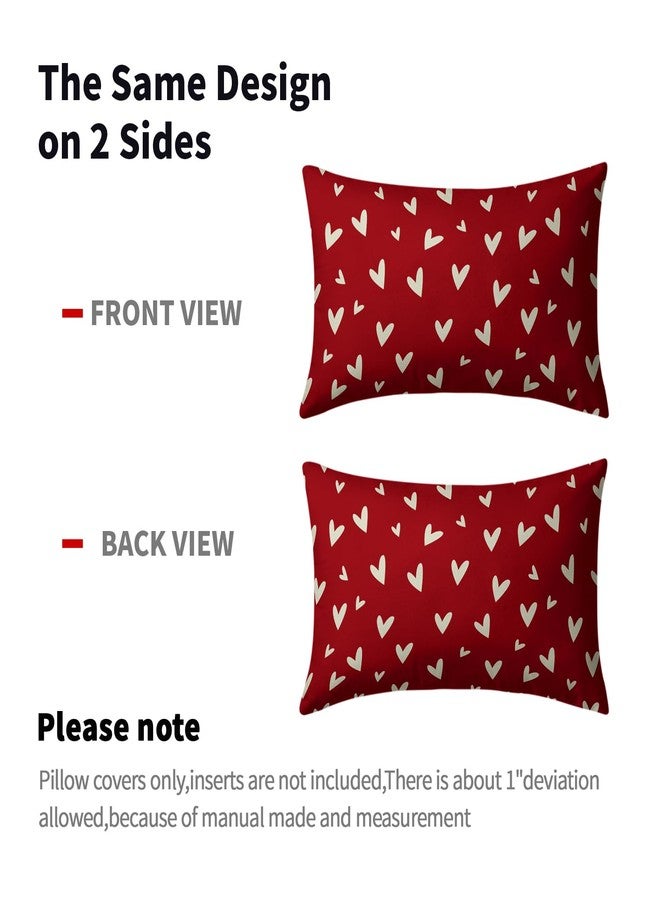 Sweetshow Valentines Day Lumbar Pillow Covers 12x20 Set of 2 Red Love Heart Holiday Decorative Throw Pillows Romantic Valentine Themed Gifts Pillowcase Cotton Cushion Cover Decor for Home Couch Bed Soft - Image 5