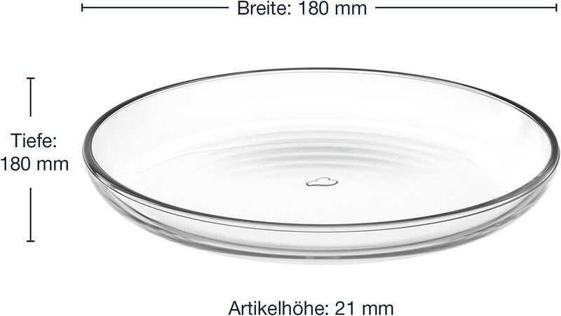 Leonardo HOME Cucina 066330 Set of 6 Plates Diameter 18 cm Microwave Safe Clear Glass - Image 3