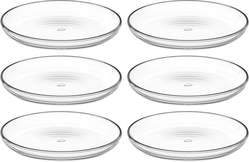 Leonardo HOME Cucina 066330 Set of 6 Plates Diameter 18 cm Microwave Safe Clear Glass - Image 1