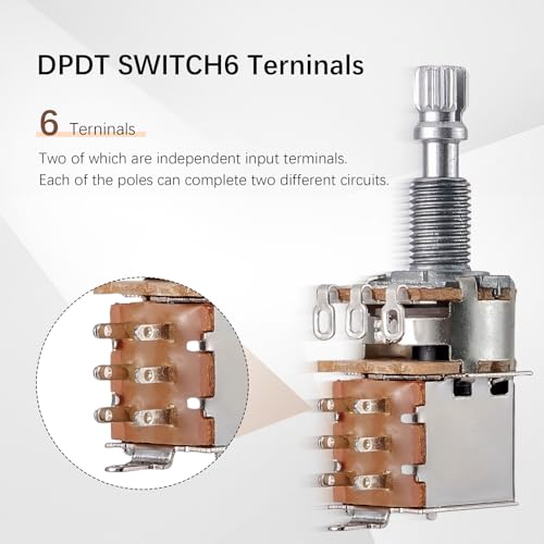 JIUWU A500k Push Pull Potentionmeter Volume Tone Switch Pots Shaft 18 mm for Guitar Bass Accessories Pack of 3 - Image 4