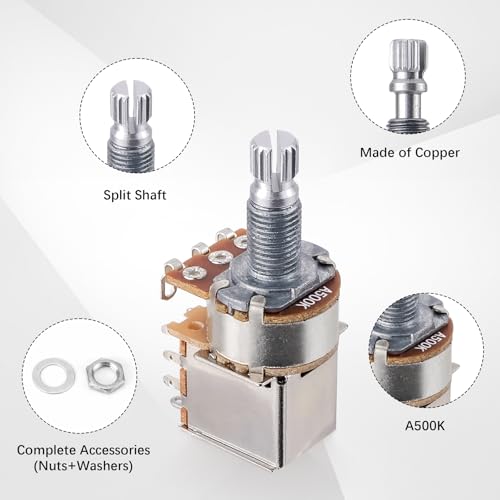 JIUWU A500k Push Pull Potentionmeter Volume Tone Switch Pots Shaft 18 mm for Guitar Bass Accessories Pack of 3 - Image 2