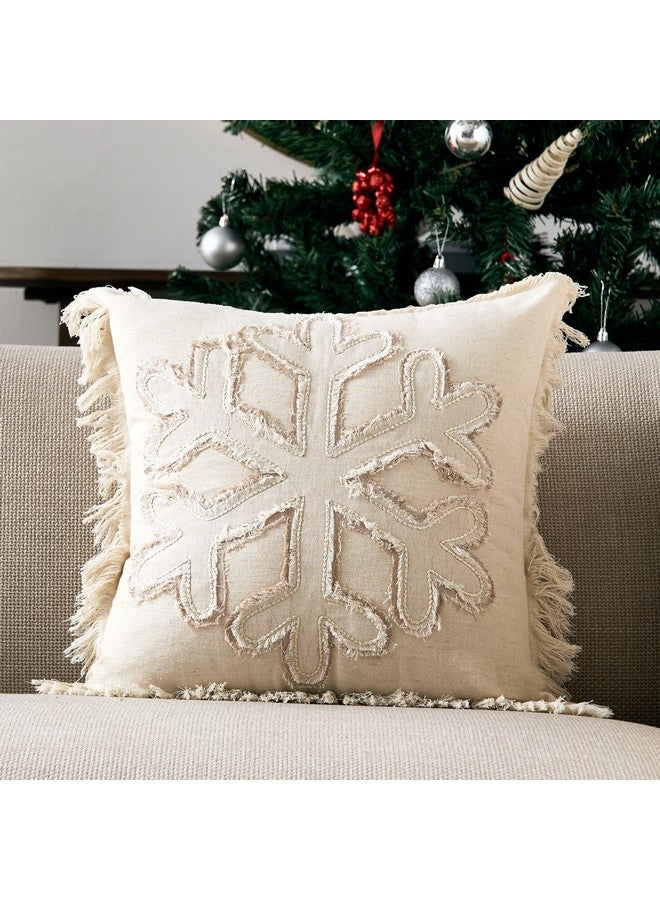 Home Box Nat Snowflake Patch Filled Cushion 45 x 45 cm - Image 1