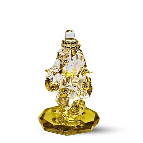 RUECA Crystal Glass Gold Plated Double-Sided Lord Ganesha Idol (8x5x5 cm) for Car Dashboard, Home Decor, and Gifts - Ideal for Housewarming, Diwali.(Yellow) - Image 5